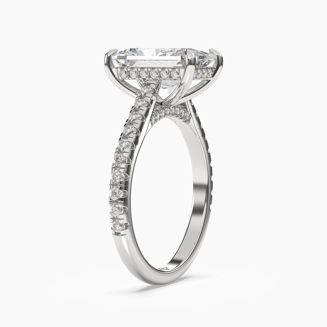 Lunaris Radiant Hidden Halo 1.5 Carat Lab Grown Diamond Engagement Ring in 14K White Gold