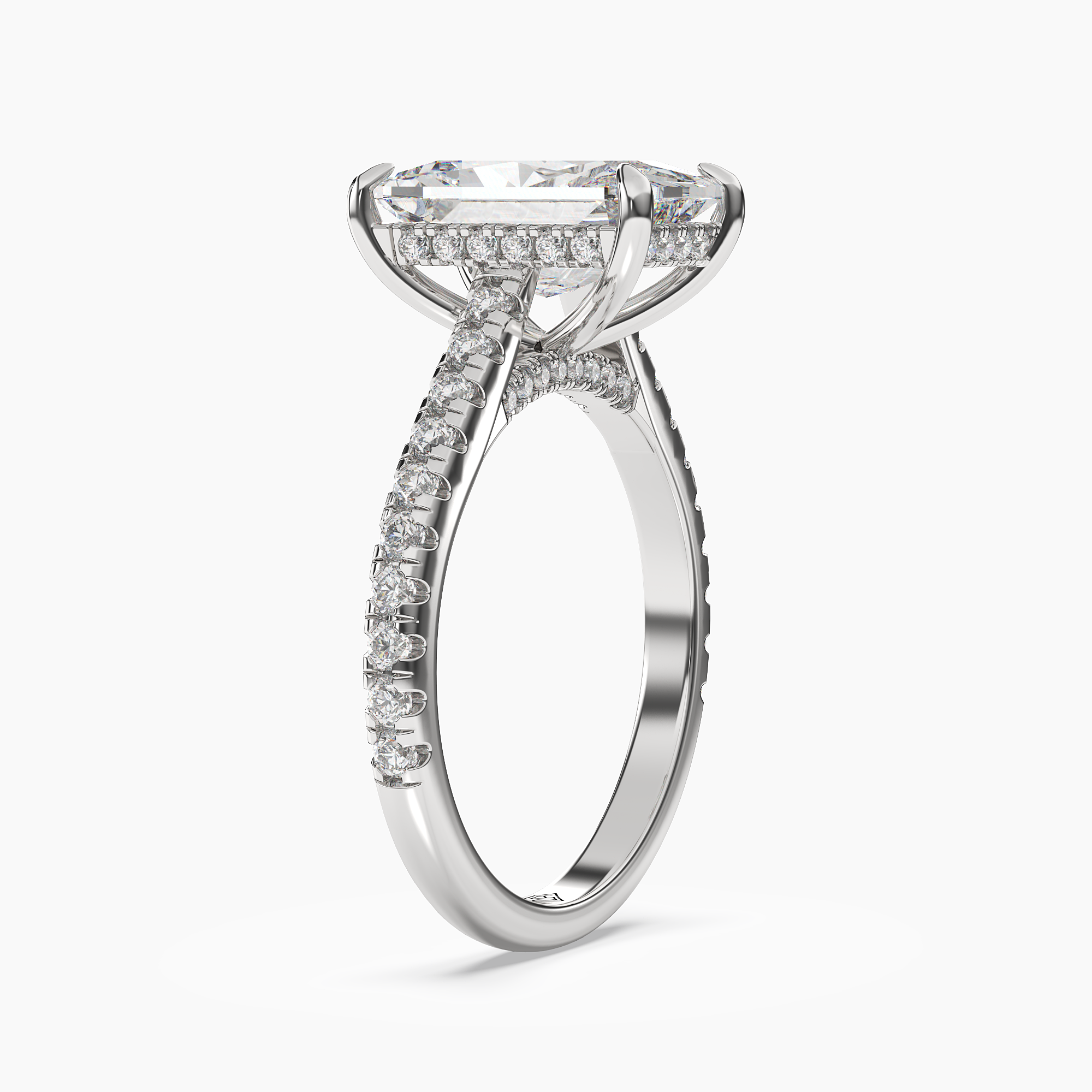 Lunaris Radiant Hidden Halo 2 Carat Lab Grown Diamond Engagement Ring in 18K Rose Gold