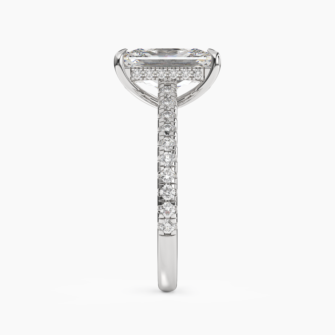 Lunaris Radiant Hidden Halo 1.5 Carat Lab Grown Diamond Engagement Ring in 18K White Gold