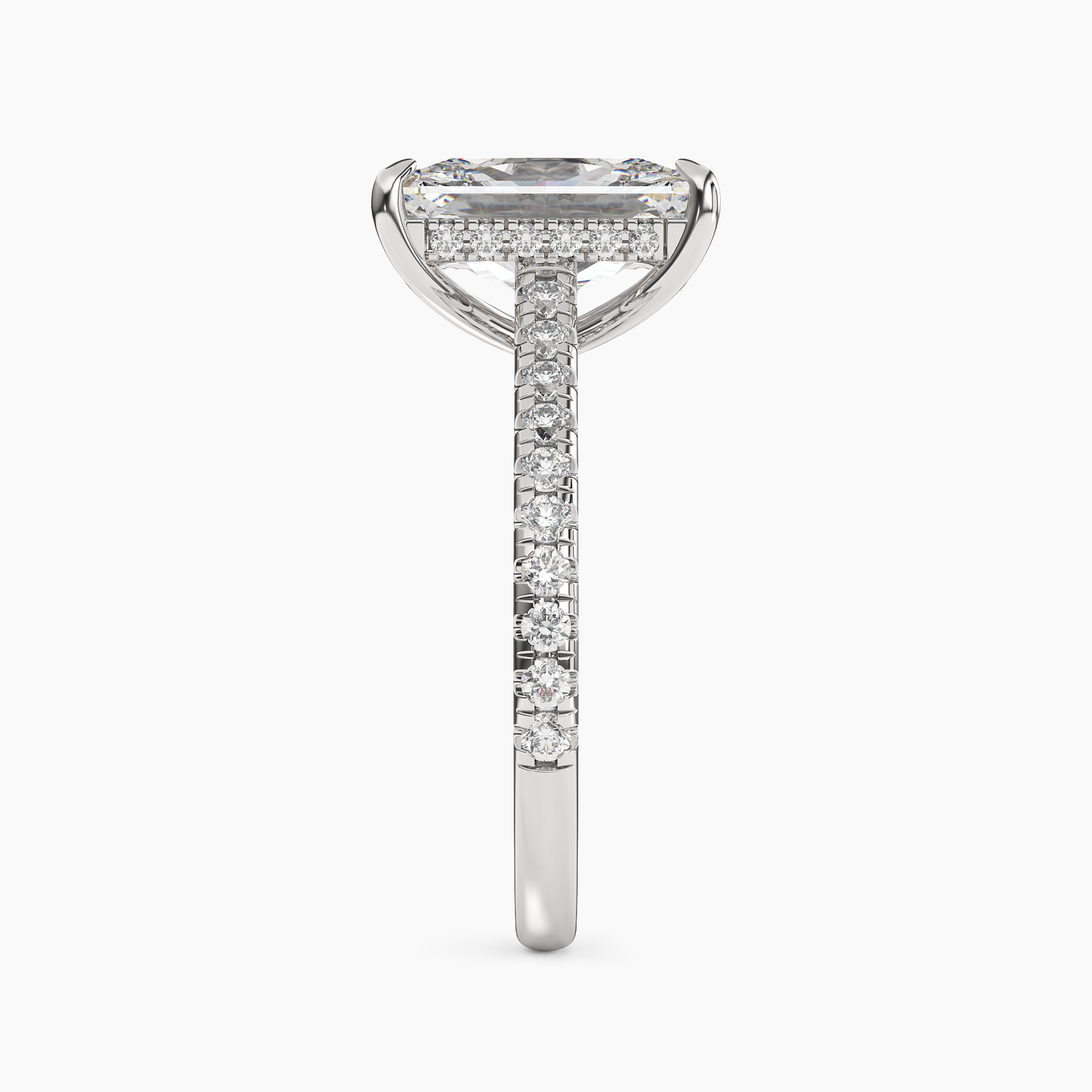 Lunaris Radiant Hidden Halo Diamond Ring Setting in 14K Yellow Gold
