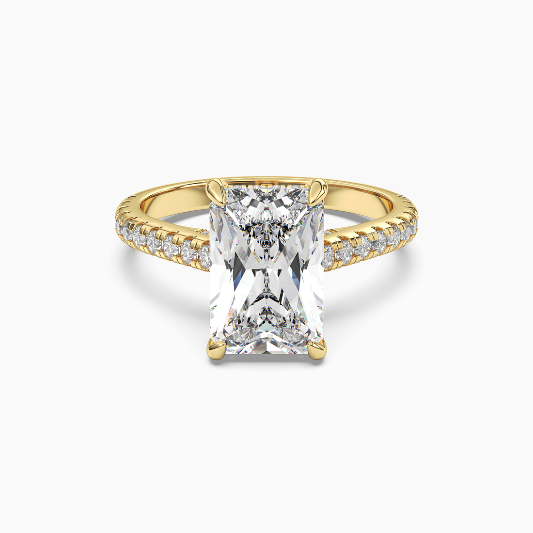 Lunaris Radiant Hidden Halo 1.5 Carat Lab Grown Diamond Engagement Ring in 18K Yellow Gold
