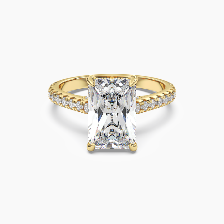Lunaris Radiant Hidden Halo 1 Carat Lab Grown Diamond Engagement Ring in 14K Yellow Gold