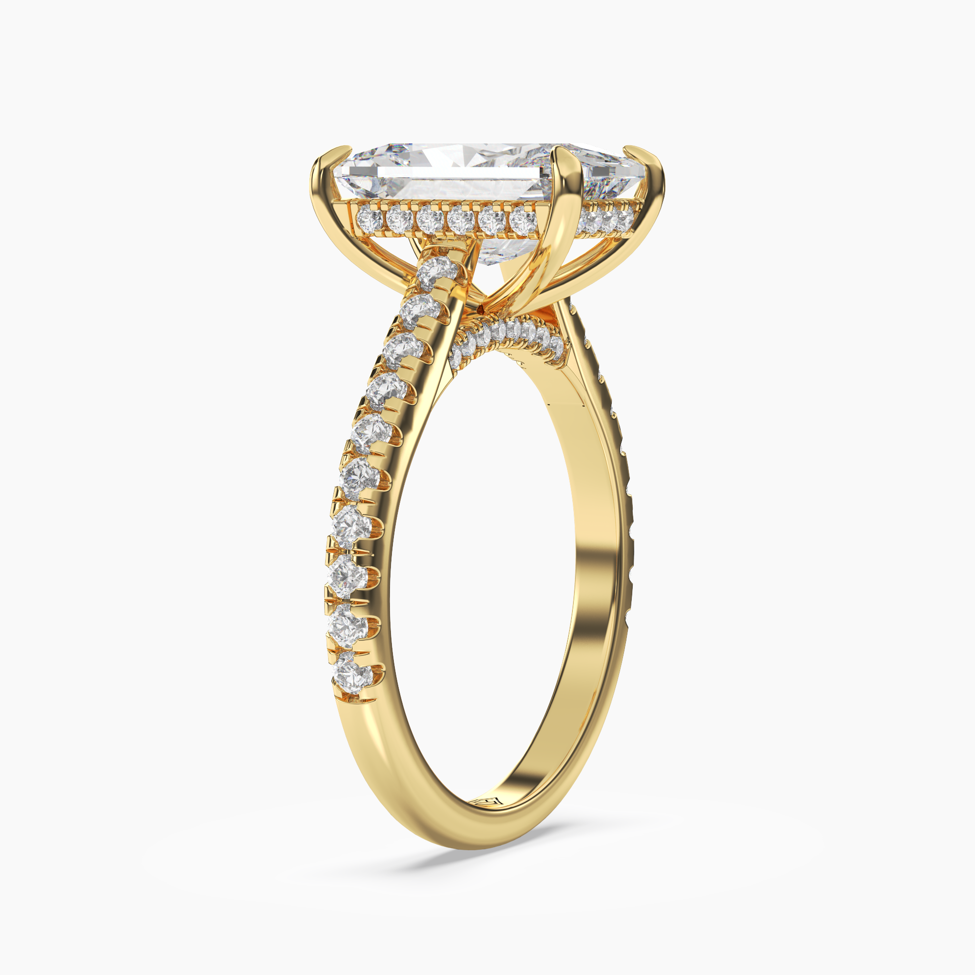 Lunaris Radiant Hidden Halo 2.5 Carat Lab Grown Diamond Engagement Ring in 18K Rose Gold