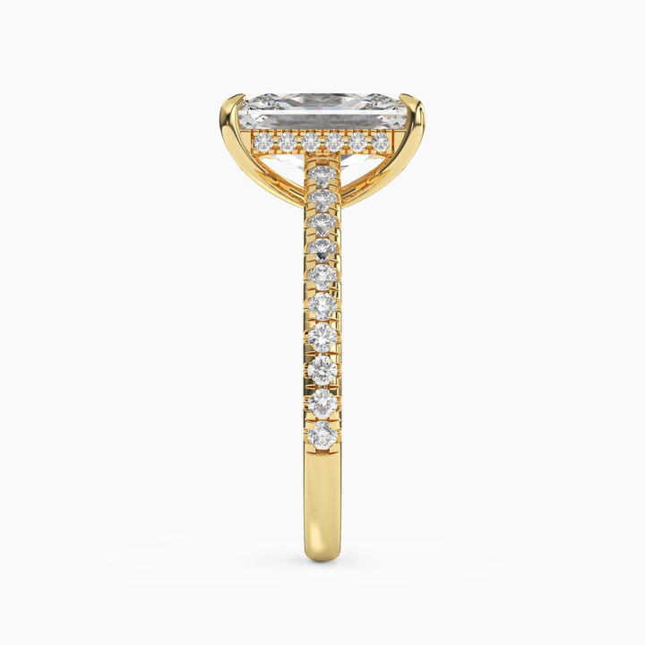 Lunaris Radiant Hidden Halo 1.5 Carat Lab Grown Diamond Engagement Ring in 18K Rose Gold