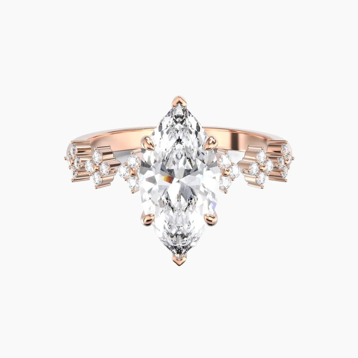Starveil Marquise Unique 1 Carat Lab Grown Diamond Engagement Ring in 14K Rose Gold