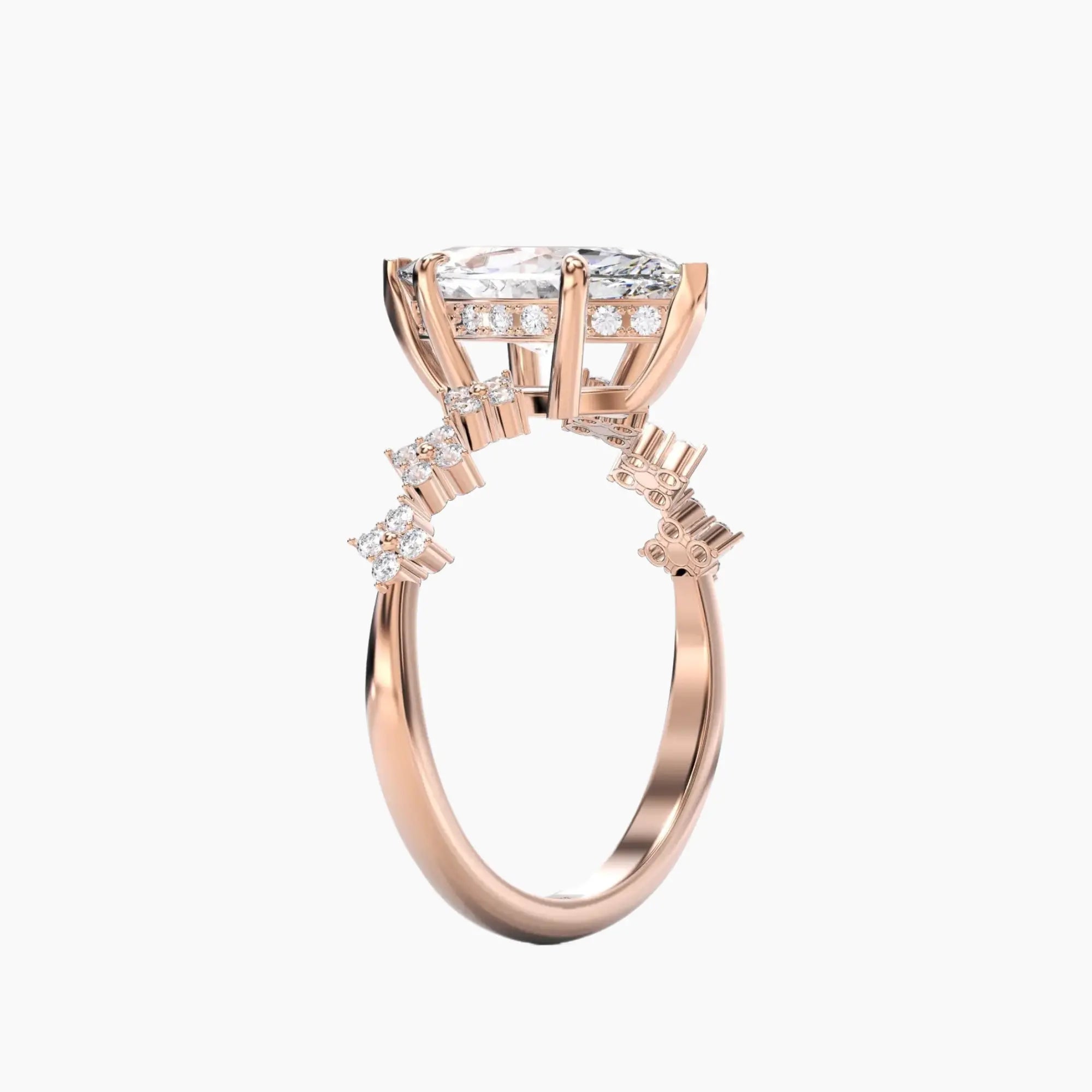 Starveil Marquise Unique 3 Carat Lab Grown Diamond Engagement Ring in 14K Rose Gold