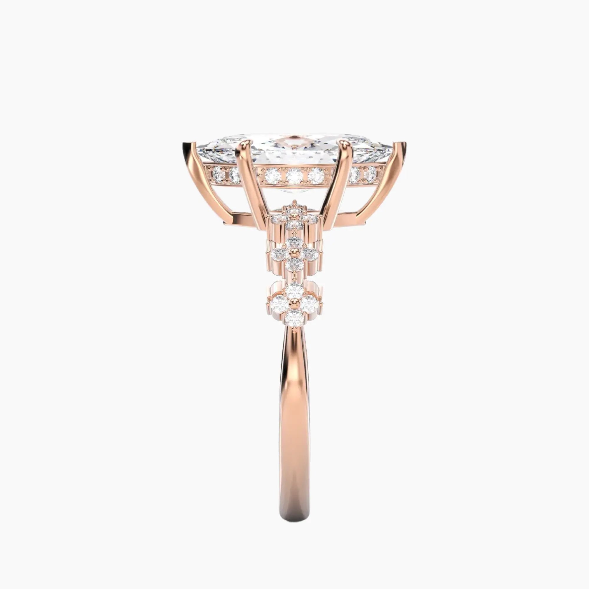 Starveil Marquise Unique 3 Carat Lab Grown Diamond Engagement Ring in 14K Yellow Gold