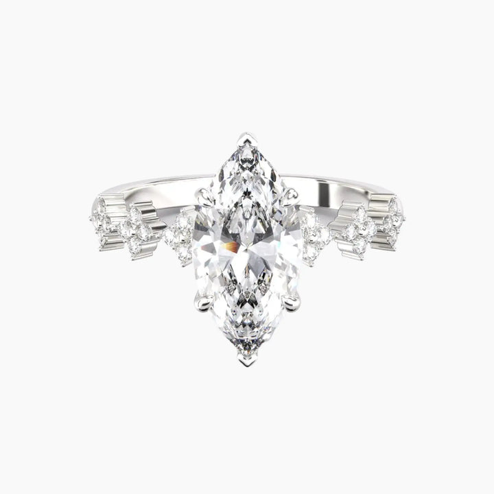 Starveil Marquise Unique 1.5 Carat Lab Grown Diamond Engagement Ring in 18K White Gold
