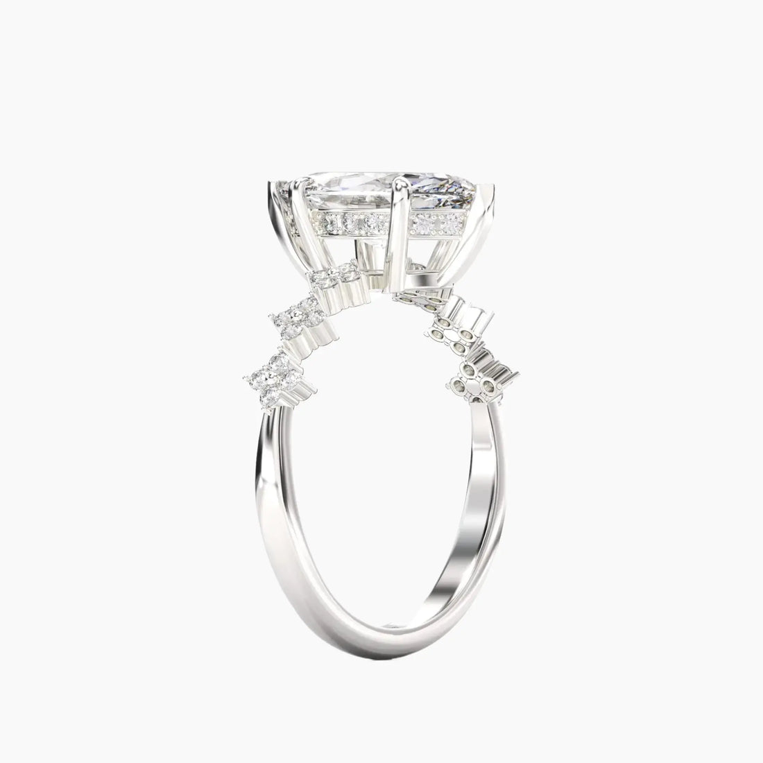 Starveil Marquise Unique 1.5 Carat Lab Grown Diamond Engagement Ring in 14K Yellow Gold
