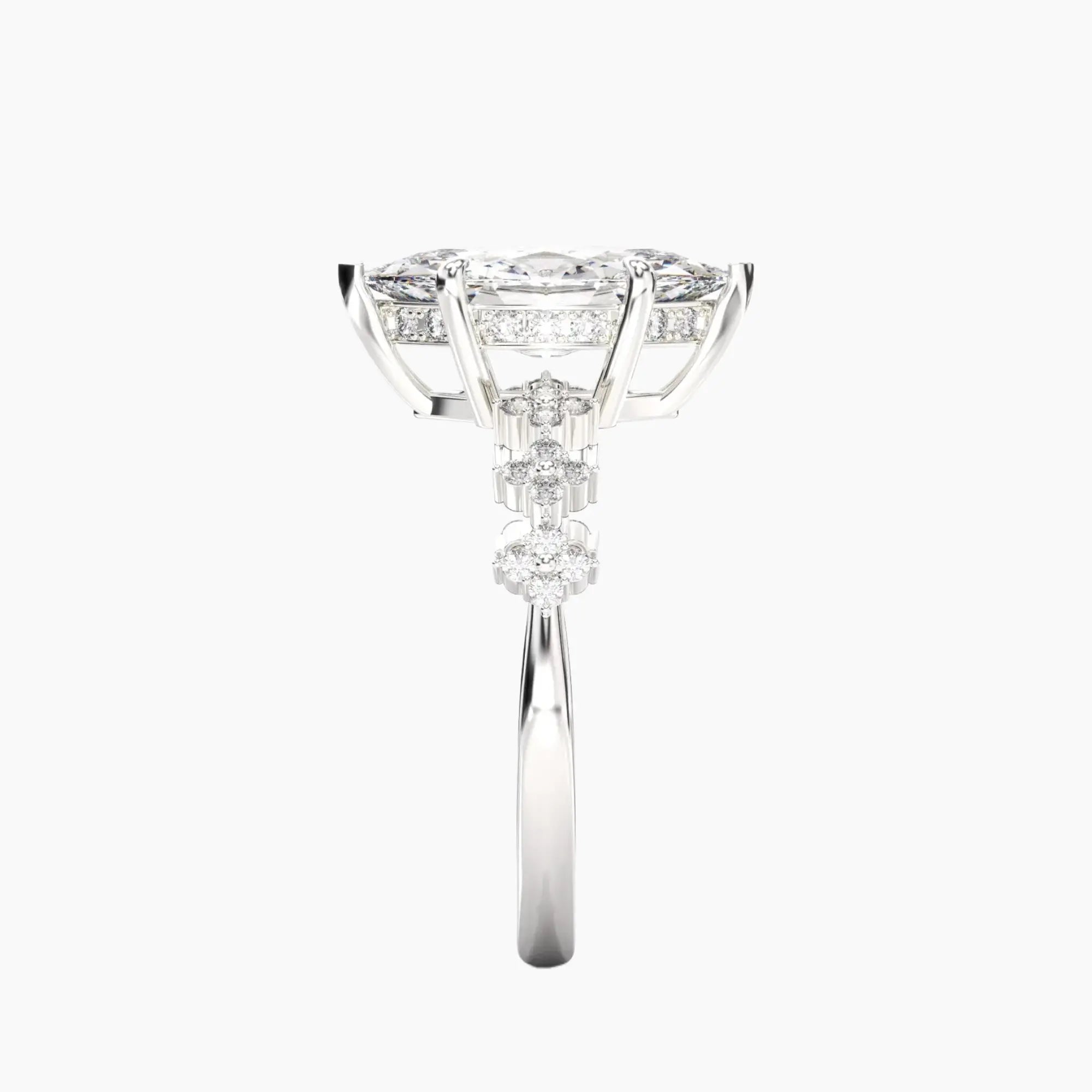 Starveil Marquise Unique 2 Carat Lab Grown Diamond Engagement Ring in 14K Yellow Gold