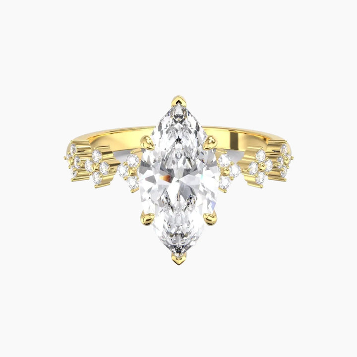 Starveil Marquise Unique 2.5 Carat Lab Grown Diamond Engagement Ring in 18K Yellow Gold