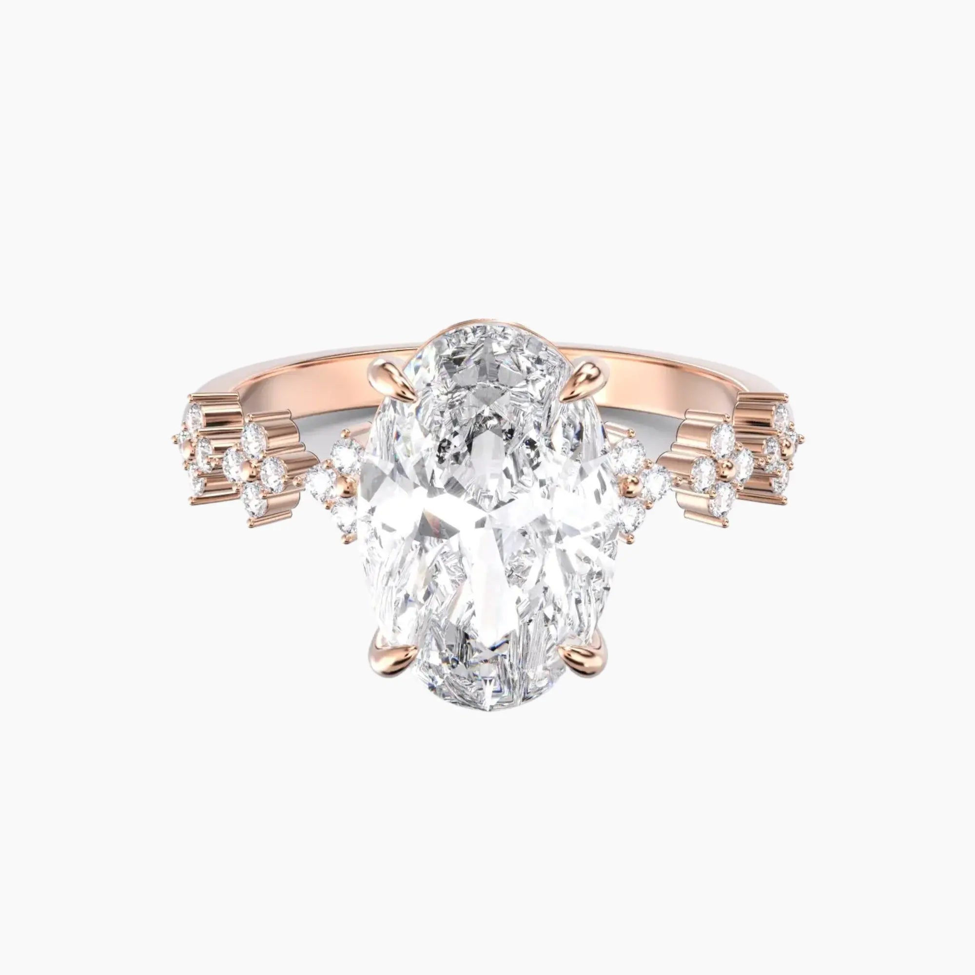 Starveil Oval Unique 1.5 Carat Lab Grown Diamond Engagement Ring in 18K Yellow Gold