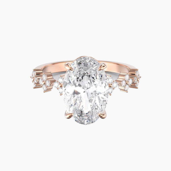 Starveil Oval Unique 1.5 Carat Lab Grown Diamond Engagement Ring in 14K Rose Gold