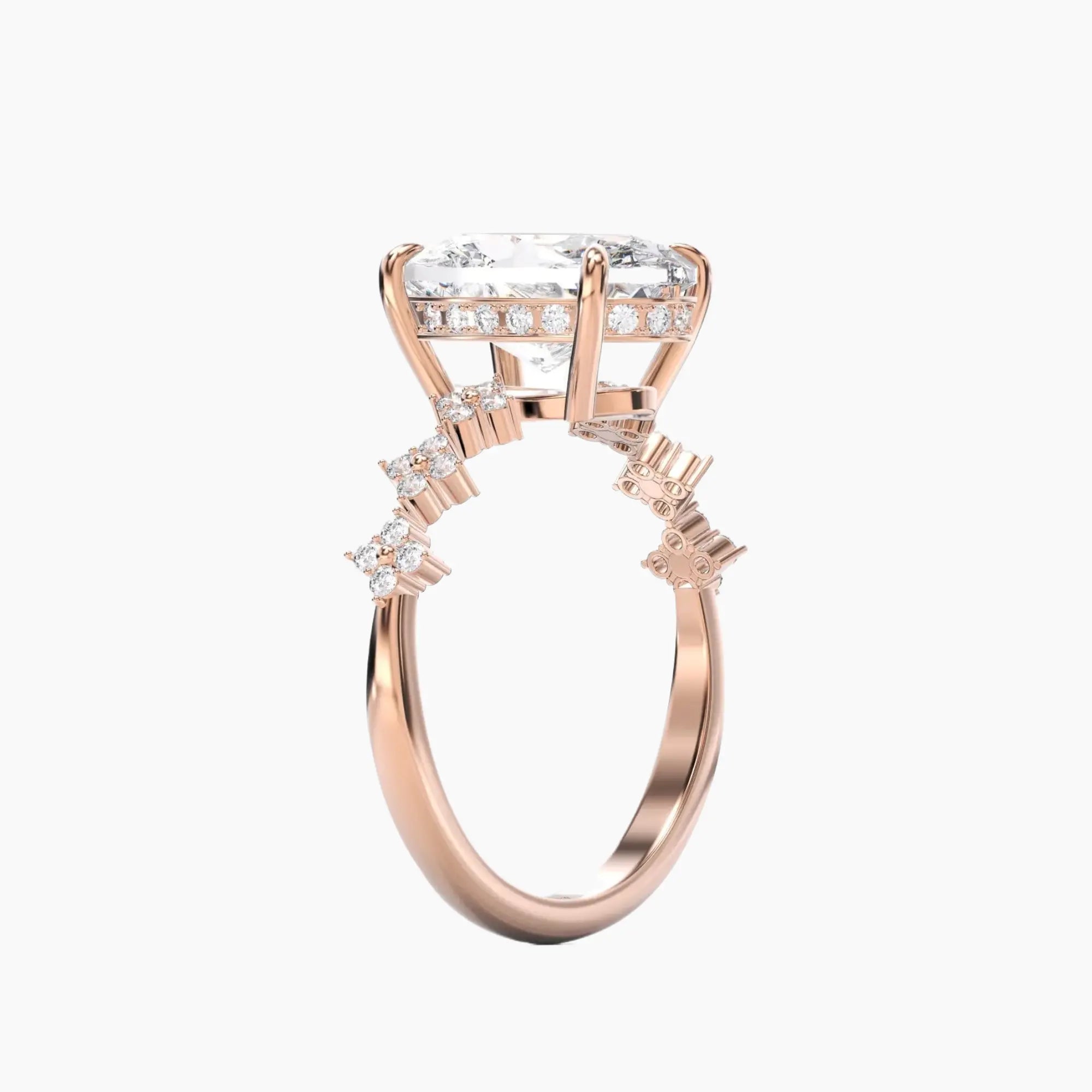 Starveil Oval Unique 1 Carat Lab Grown Diamond Engagement Ring in 14K Rose Gold