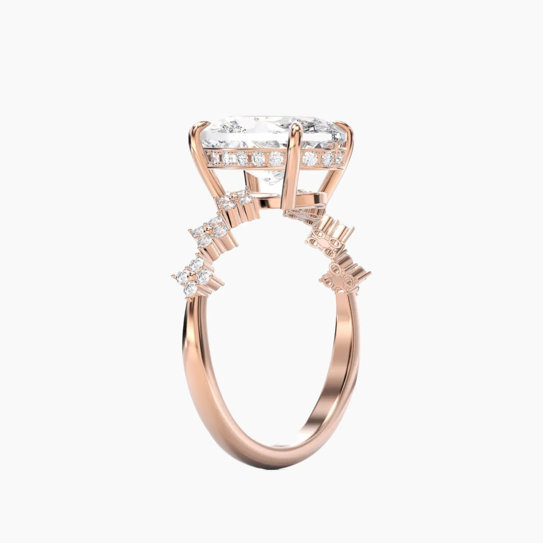 Starveil Oval Unique 1 Carat Lab Grown Diamond Engagement Ring in 14K White Gold