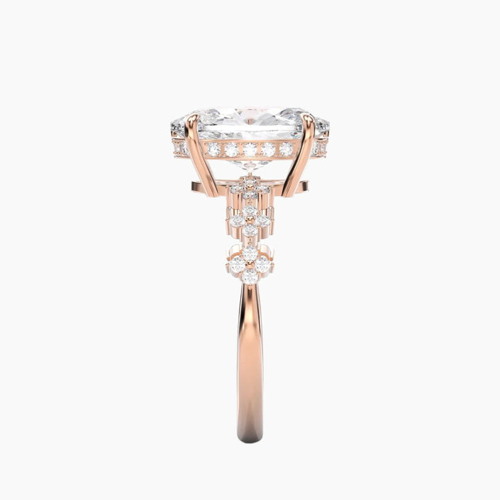 Starveil Oval Unique 2.5 Carat Lab Grown Diamond Engagement Ring in 14K White Gold