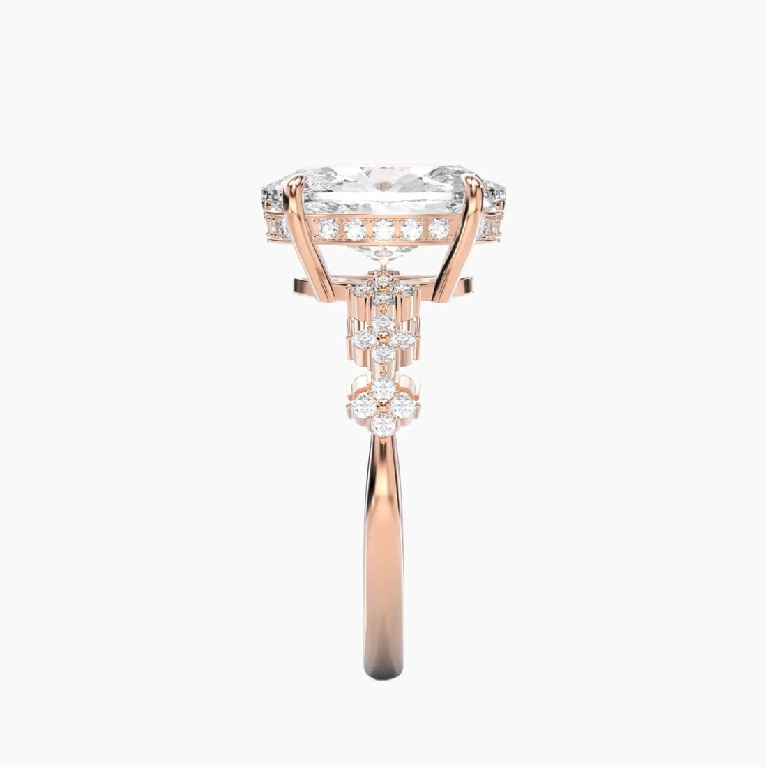 Starveil Oval Unique 1.5 Carat Lab Grown Diamond Engagement Ring in 14K White Gold
