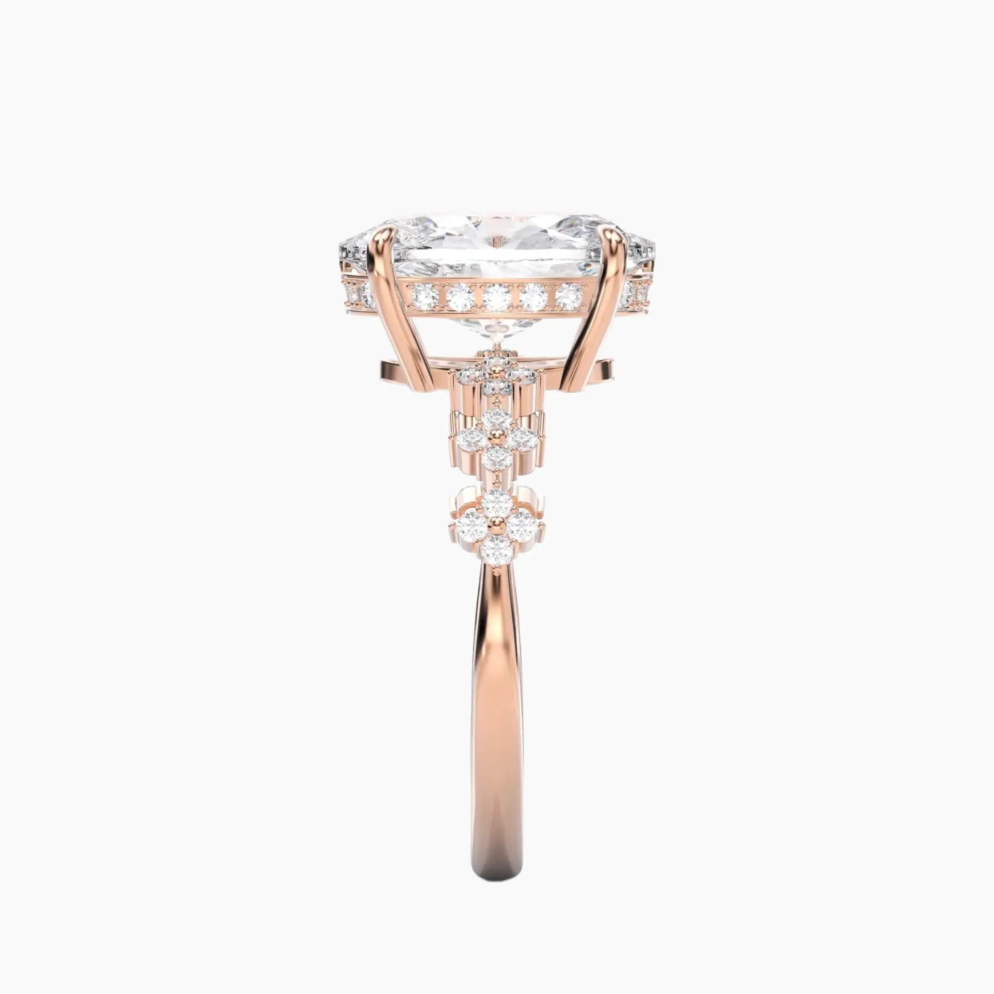 Starveil Oval Unique 2.5 Carat Lab Grown Diamond Engagement Ring in 18K White Gold