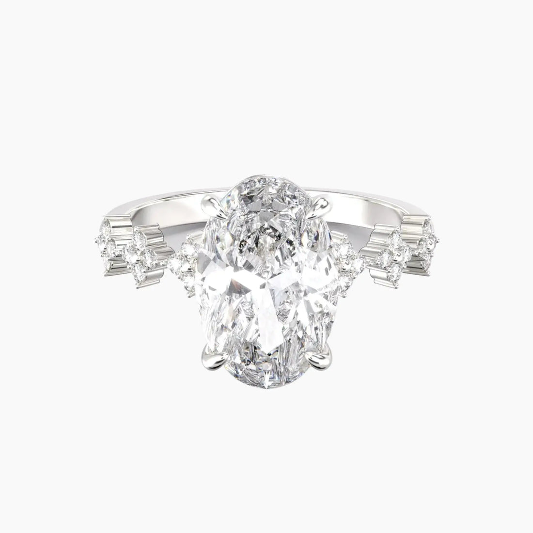 Starveil Oval Unique 1.5 Carat Lab Grown Diamond Engagement Ring in 14K Yellow Gold