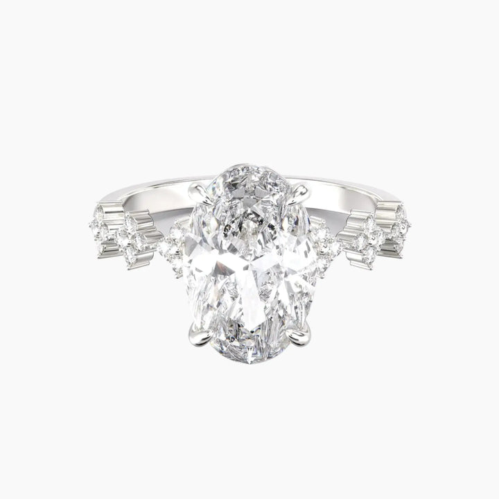 Starveil Oval Unique 1.5 Carat Lab Grown Diamond Engagement Ring in 14K White Gold