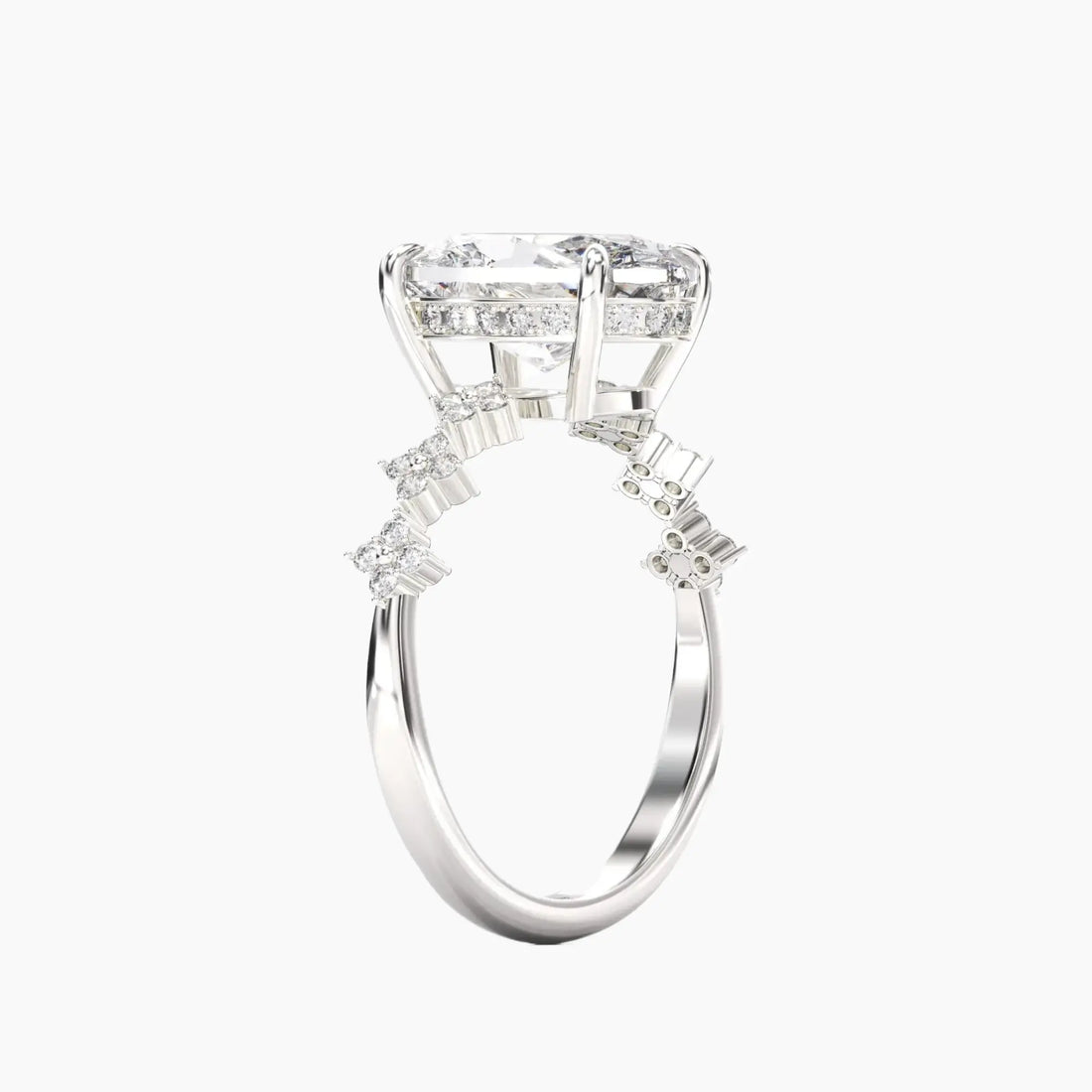 Starveil Oval Unique 3 Carat Lab Grown Diamond Engagement Ring in 18K Yellow Gold