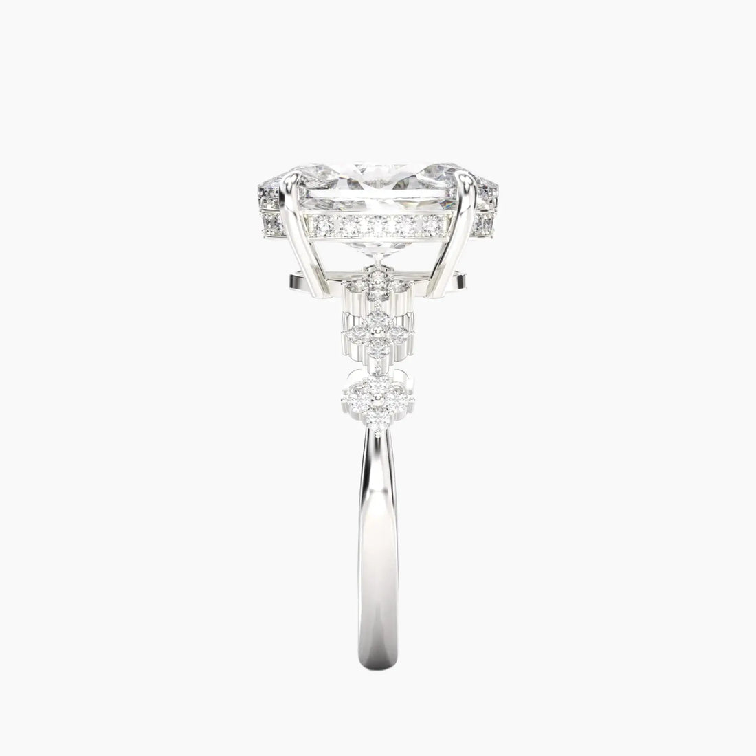Starveil Oval Unique 2 Carat Lab Grown Diamond Engagement Ring in 18K Yellow Gold