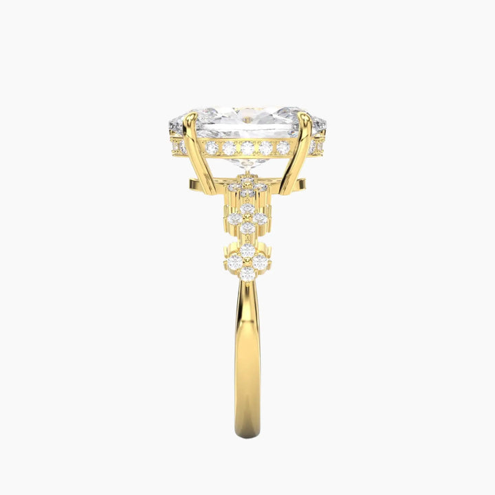 Starveil Oval Unique 2 Carat Lab Grown Diamond Engagement Ring in 14K Rose Gold
