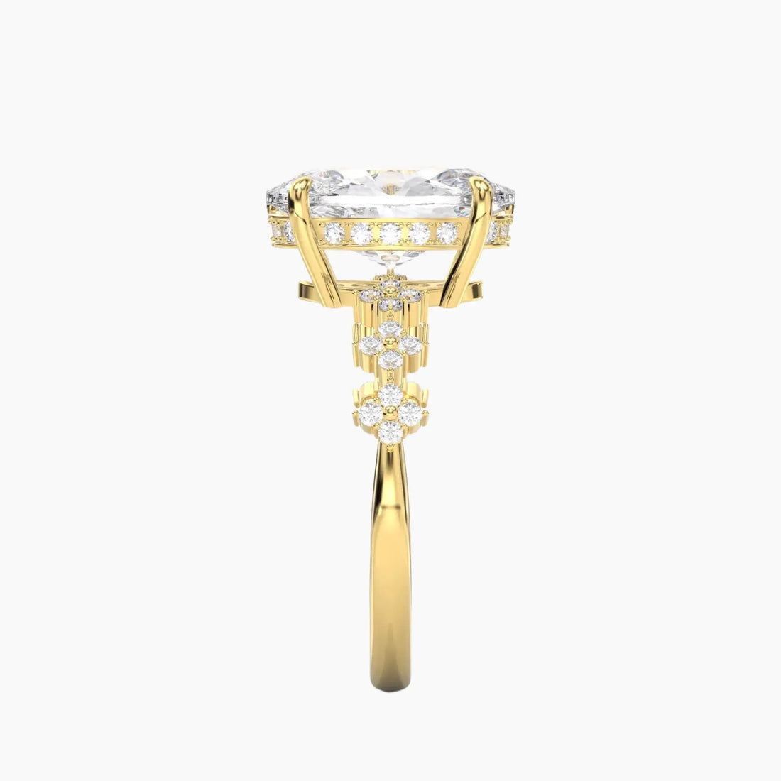 Starveil Oval Unique 1.5 Carat Lab Grown Diamond Engagement Ring in 18K White Gold