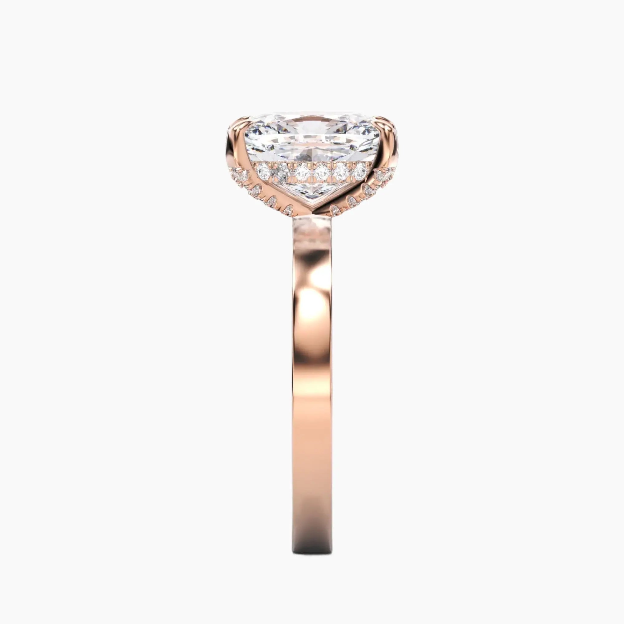 Marble Cushion Hidden Halo 1.5 Carat Lab Grown Diamond Engagement Ring in 14K Rose Gold