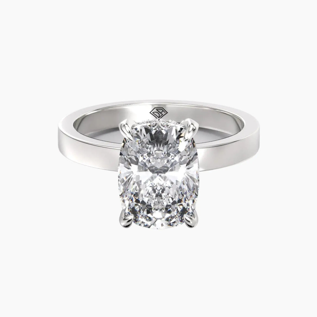 Marble Cushion Hidden Halo 3 Carat Lab Grown Diamond Engagement Ring in 14K Yellow Gold