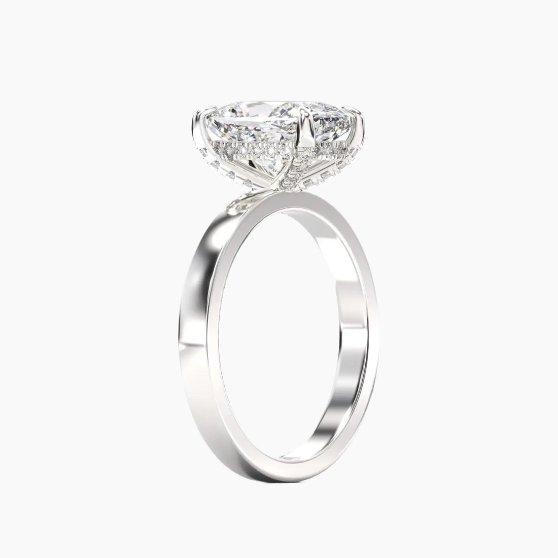 Marble Cushion Hidden Halo 2 Carat Lab Grown Diamond Engagement Ring in 14K Rose Gold