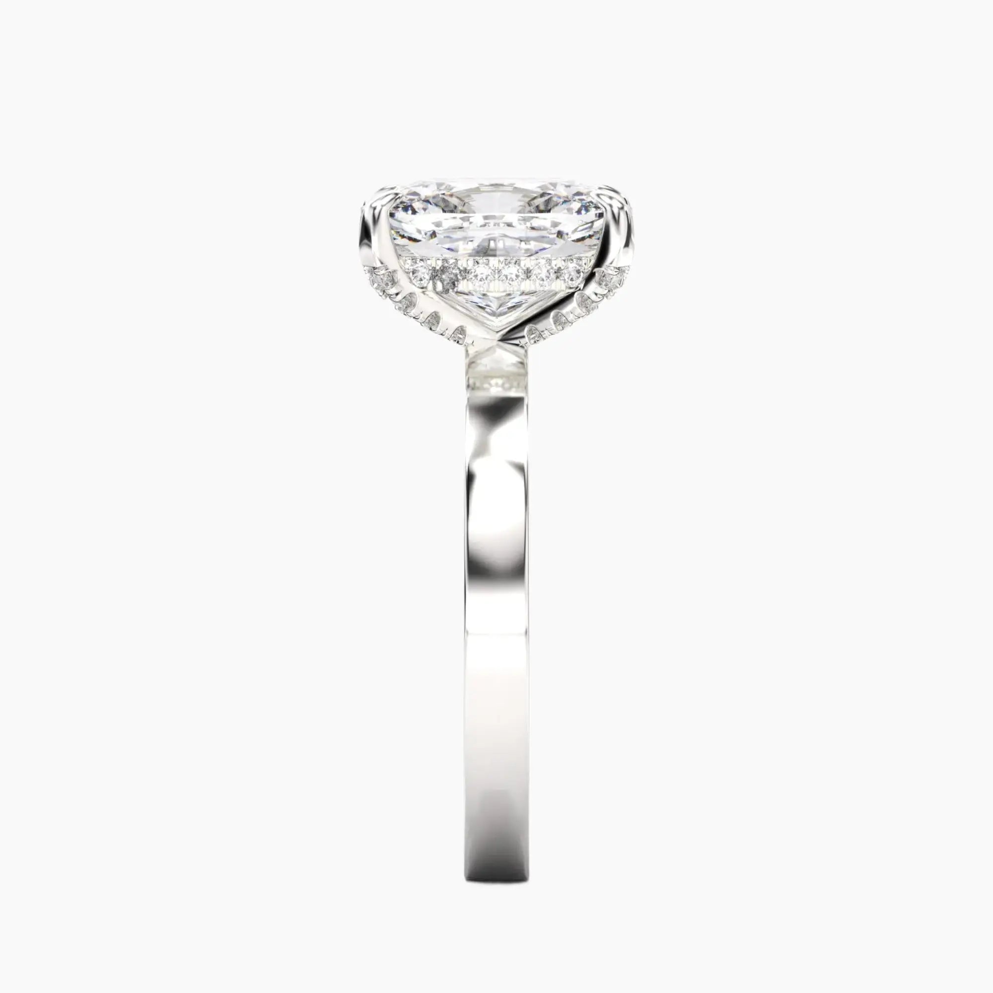 Marble Cushion Hidden Halo 1.5 Carat Lab Grown Diamond Engagement Ring in 18K Rose Gold