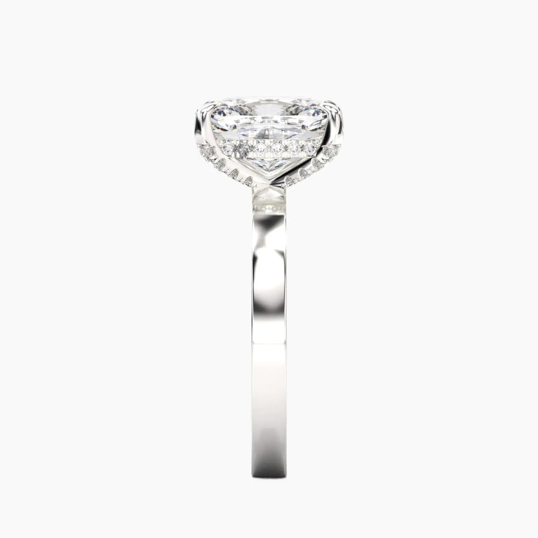 Marble Cushion Hidden Halo 2 Carat Lab Grown Diamond Engagement Ring in 14K Rose Gold