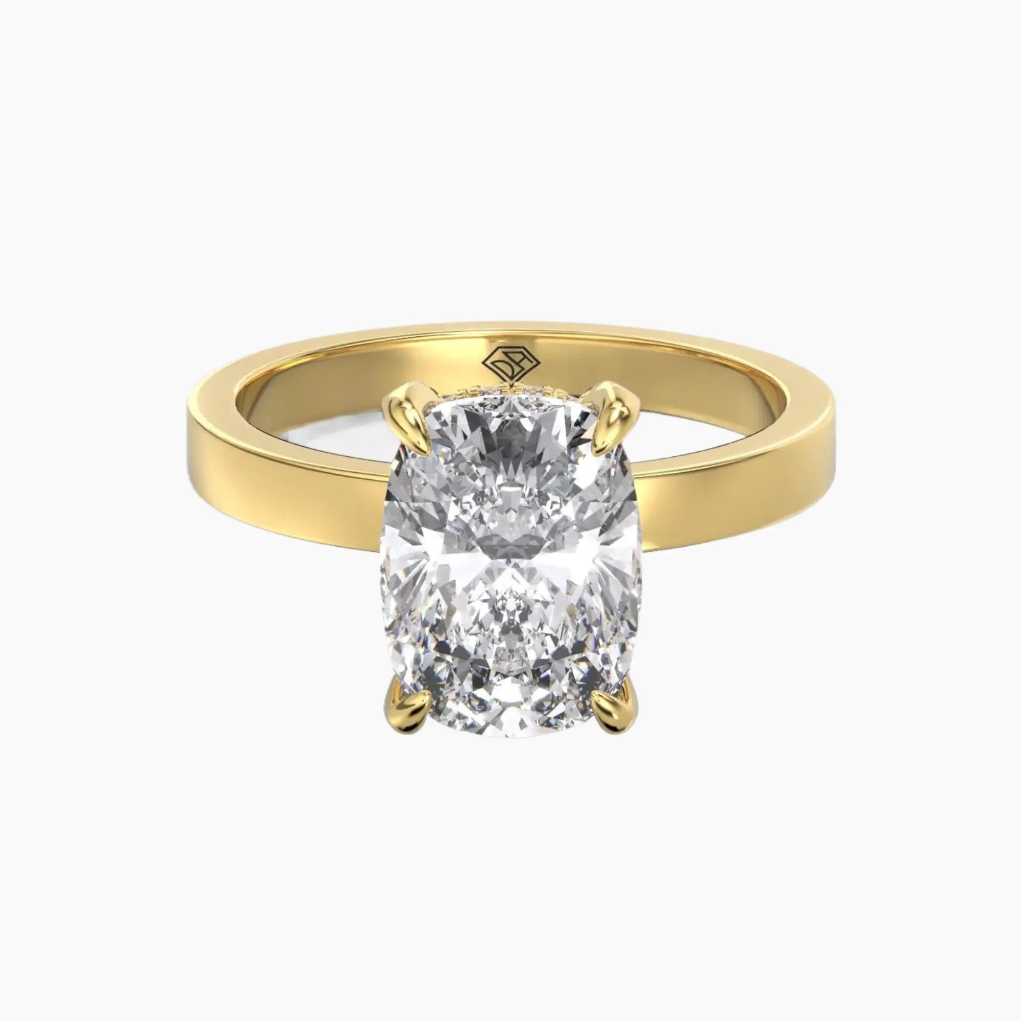 Marble Cushion Hidden Halo 1.5 Carat Lab Grown Diamond Engagement Ring in 14K White Gold