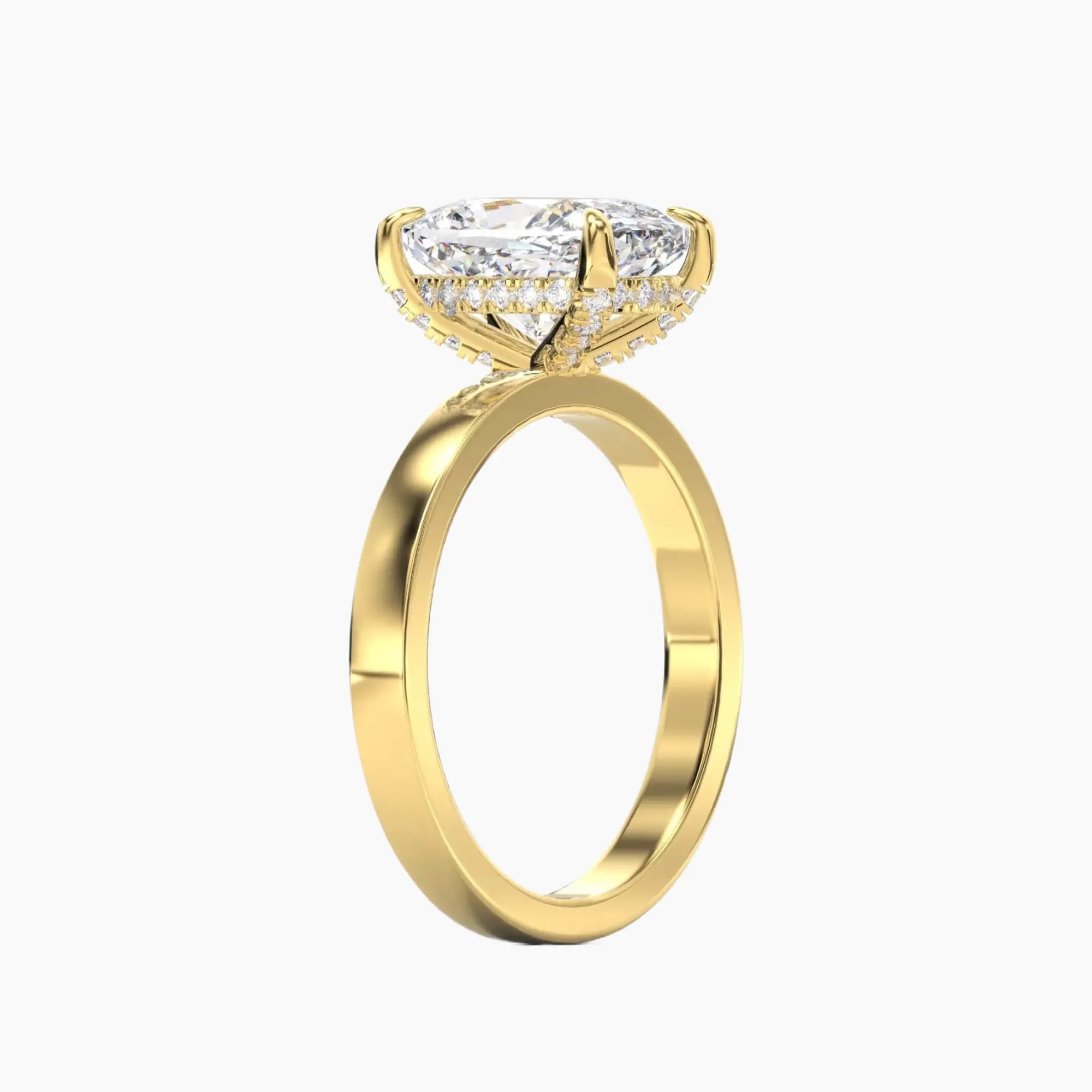 Marble Cushion Hidden Halo 2 Carat Lab Grown Diamond Engagement Ring in 14K Rose Gold