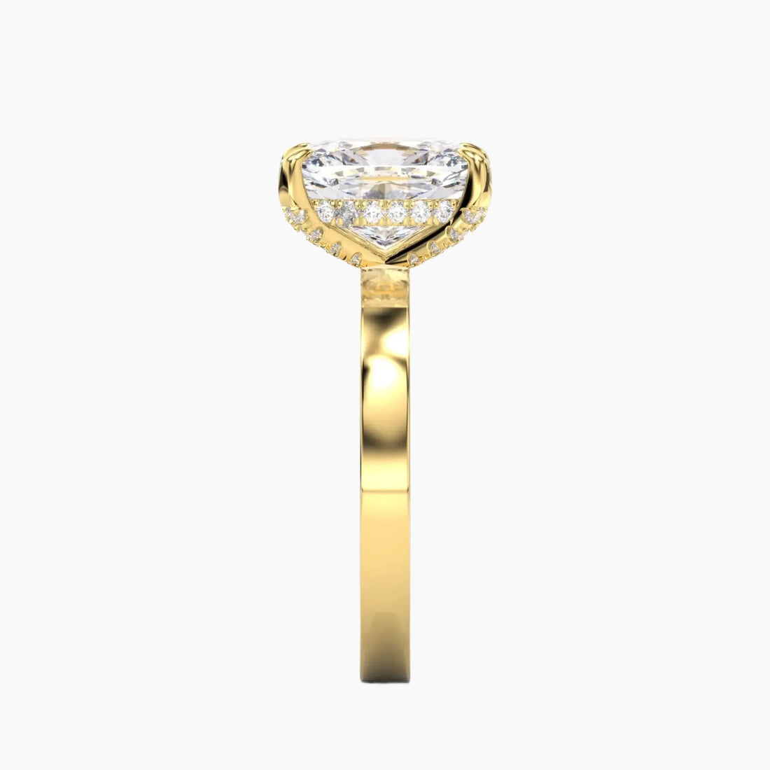 Marble Cushion Hidden Halo 3 Carat Lab Grown Diamond Engagement Ring in 18K Rose Gold