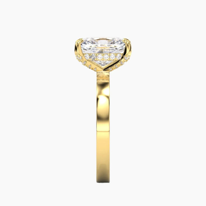 Marble Cushion Hidden Halo 3 Carat Lab Grown Diamond Engagement Ring in 18K Rose Gold