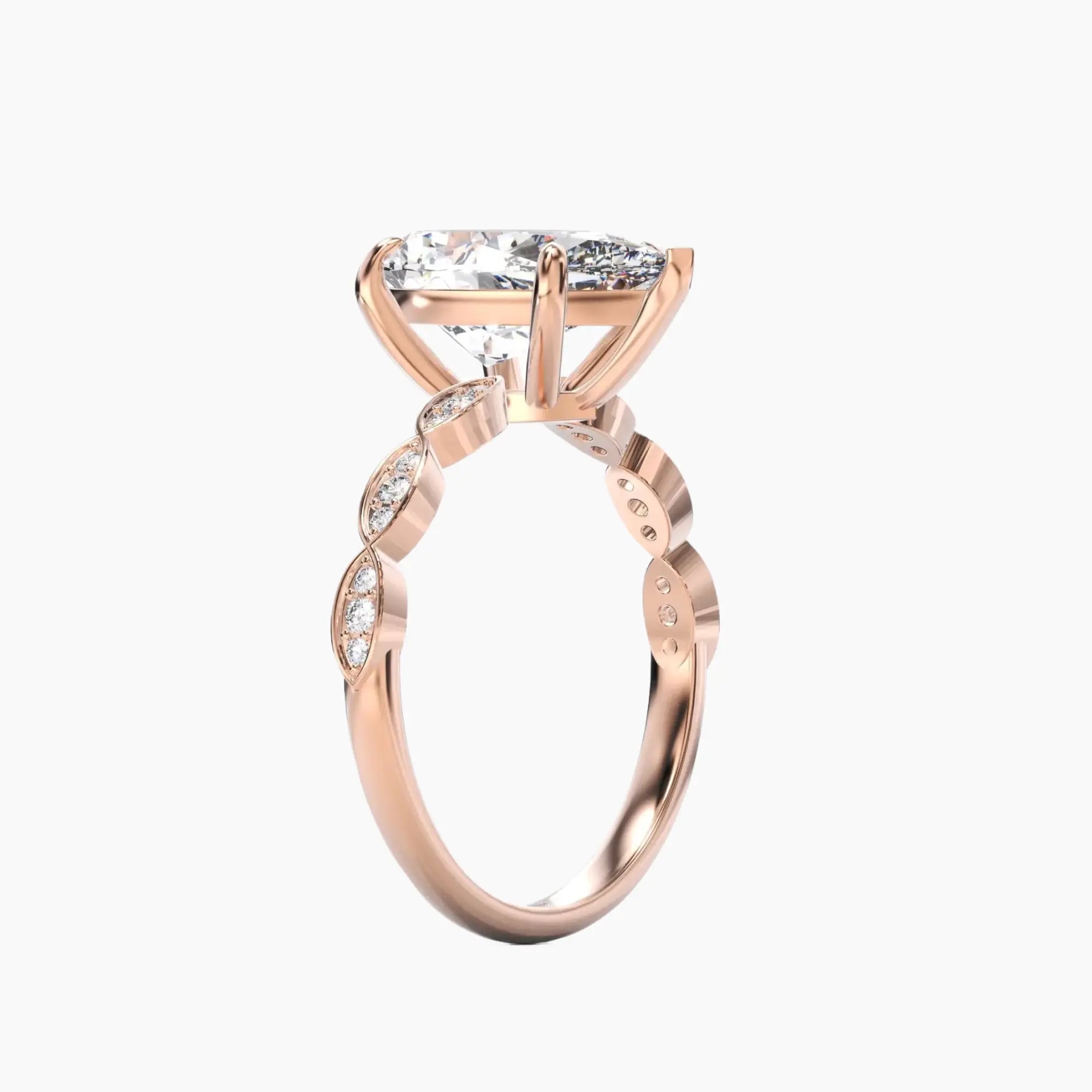 Feather Pear Unique 1 Carat Lab Grown Diamond Engagement Ring in 14K Yellow Gold