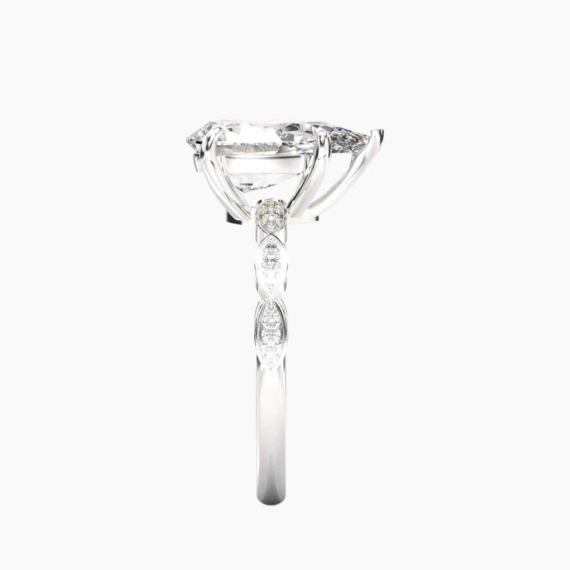 Feather Pear Unique 1 Carat Lab Grown Diamond Engagement Ring in 18K Yellow Gold