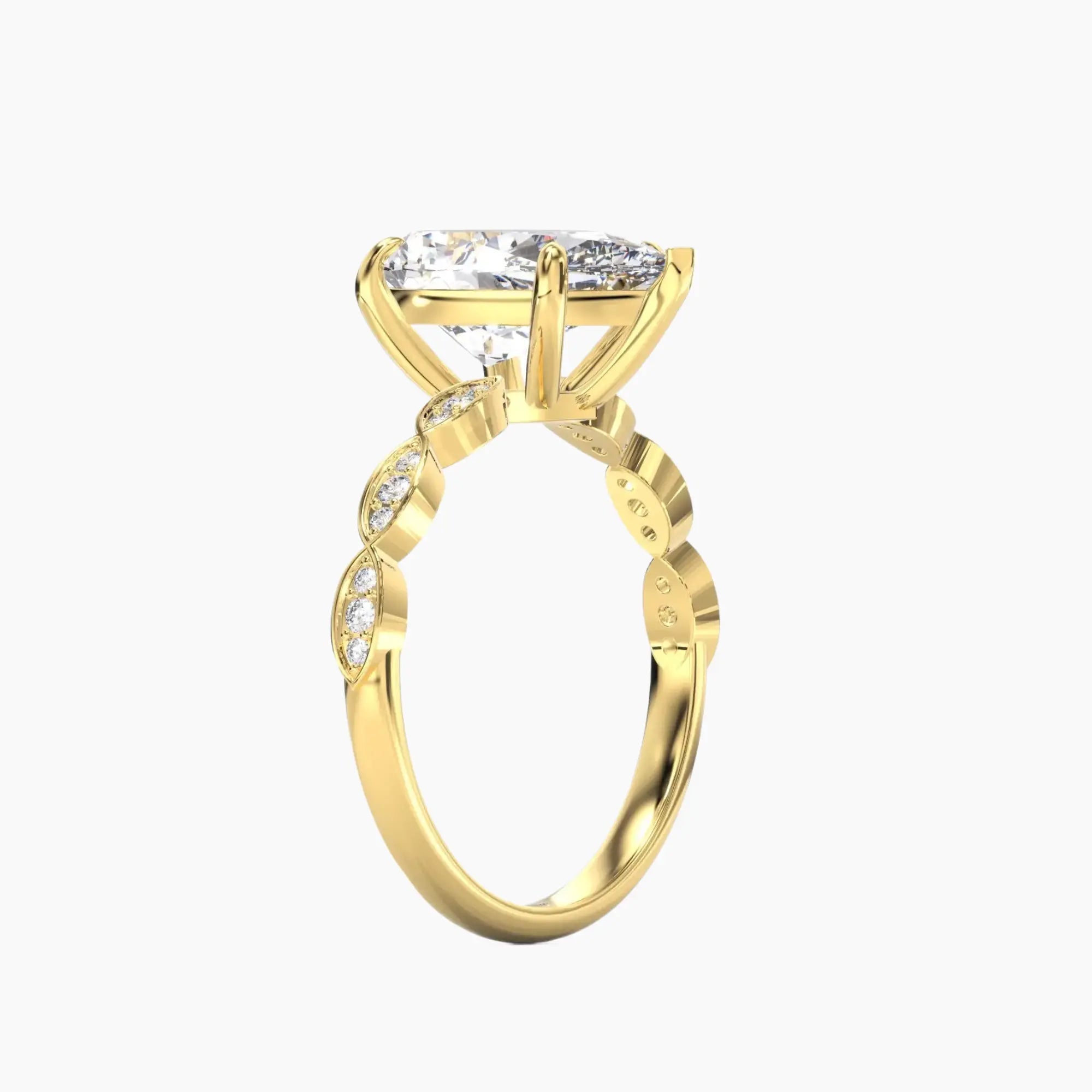 Feather Pear Unique 1 Carat Lab Grown Diamond Engagement Ring in 18K Rose Gold