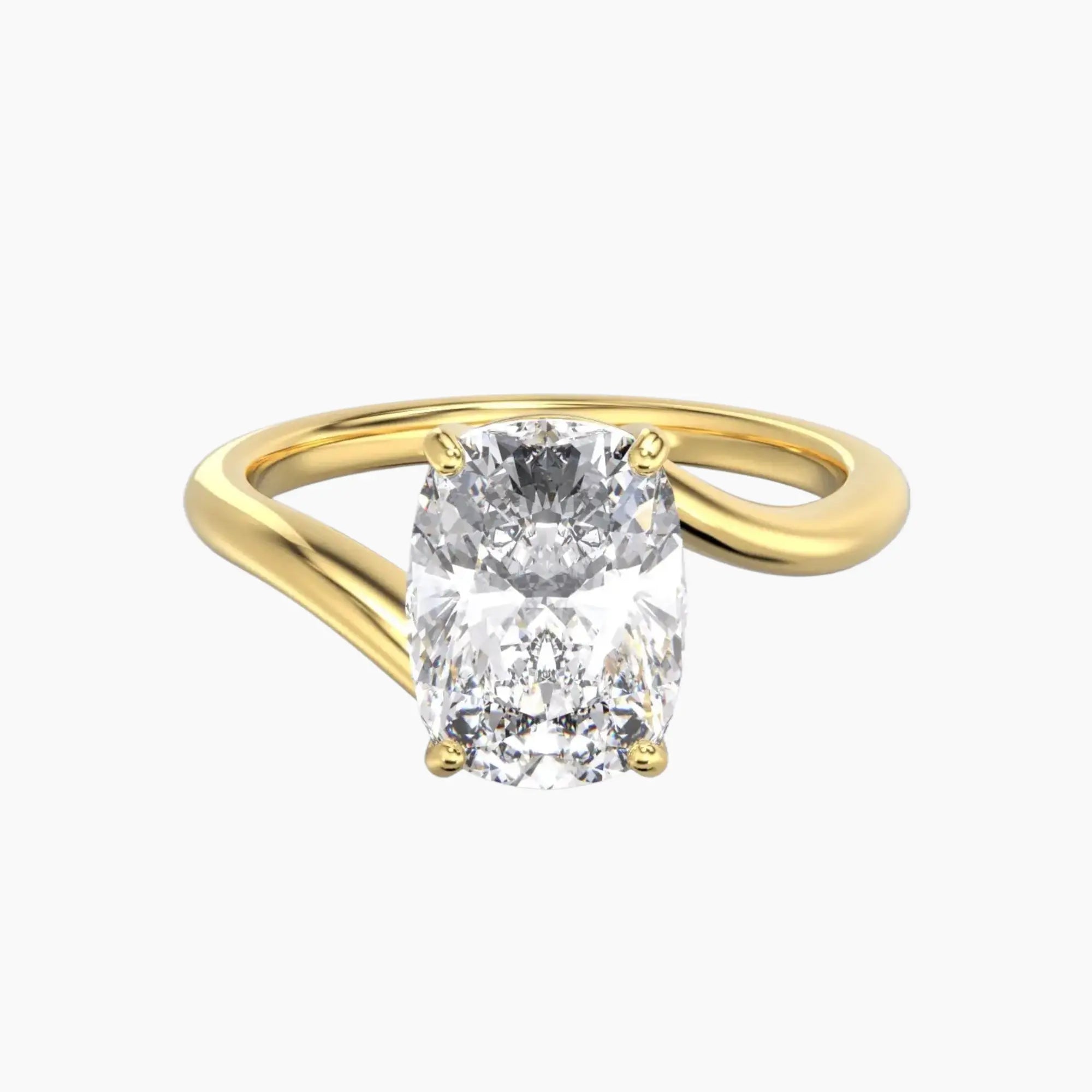Whisper Cushion Unique Diamond Ring Setting in 18K Yellow Gold