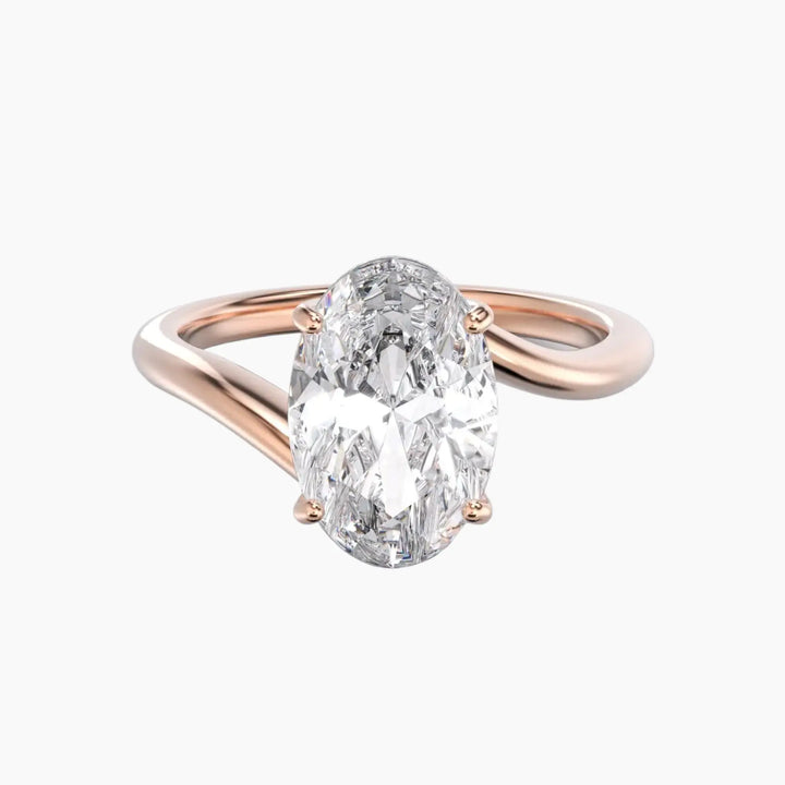 Whisper Oval Unique 1 Carat Lab Grown Diamond Engagement Ring in 18K Rose Gold