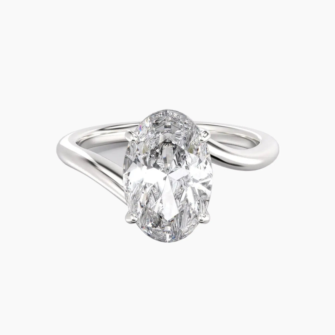 Whisper Oval Unique 1.5 Carat Lab Grown Diamond Engagement Ring in 14K White Gold