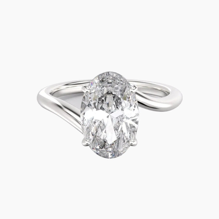Whisper Oval Unique 1.5 Carat Lab Grown Diamond Engagement Ring in 14K White Gold