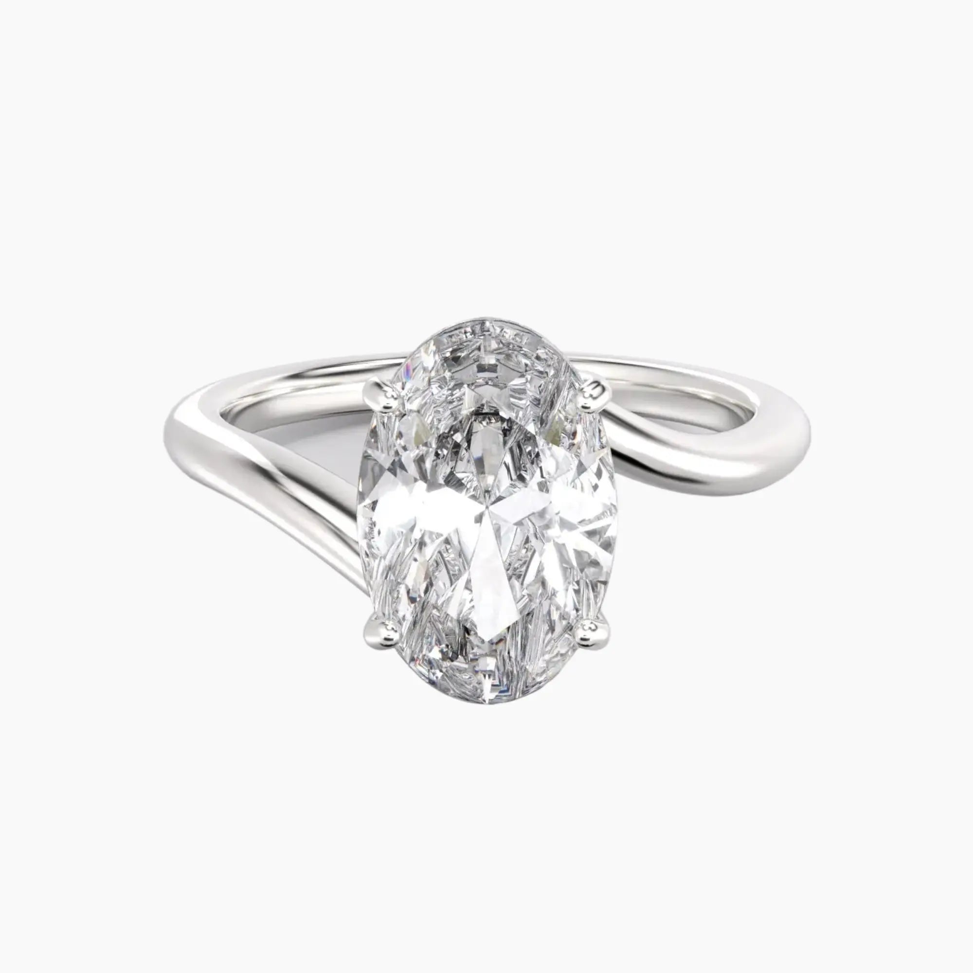 Whisper Oval Unique 1 Carat Lab Grown Diamond Engagement Ring in 18K Rose Gold