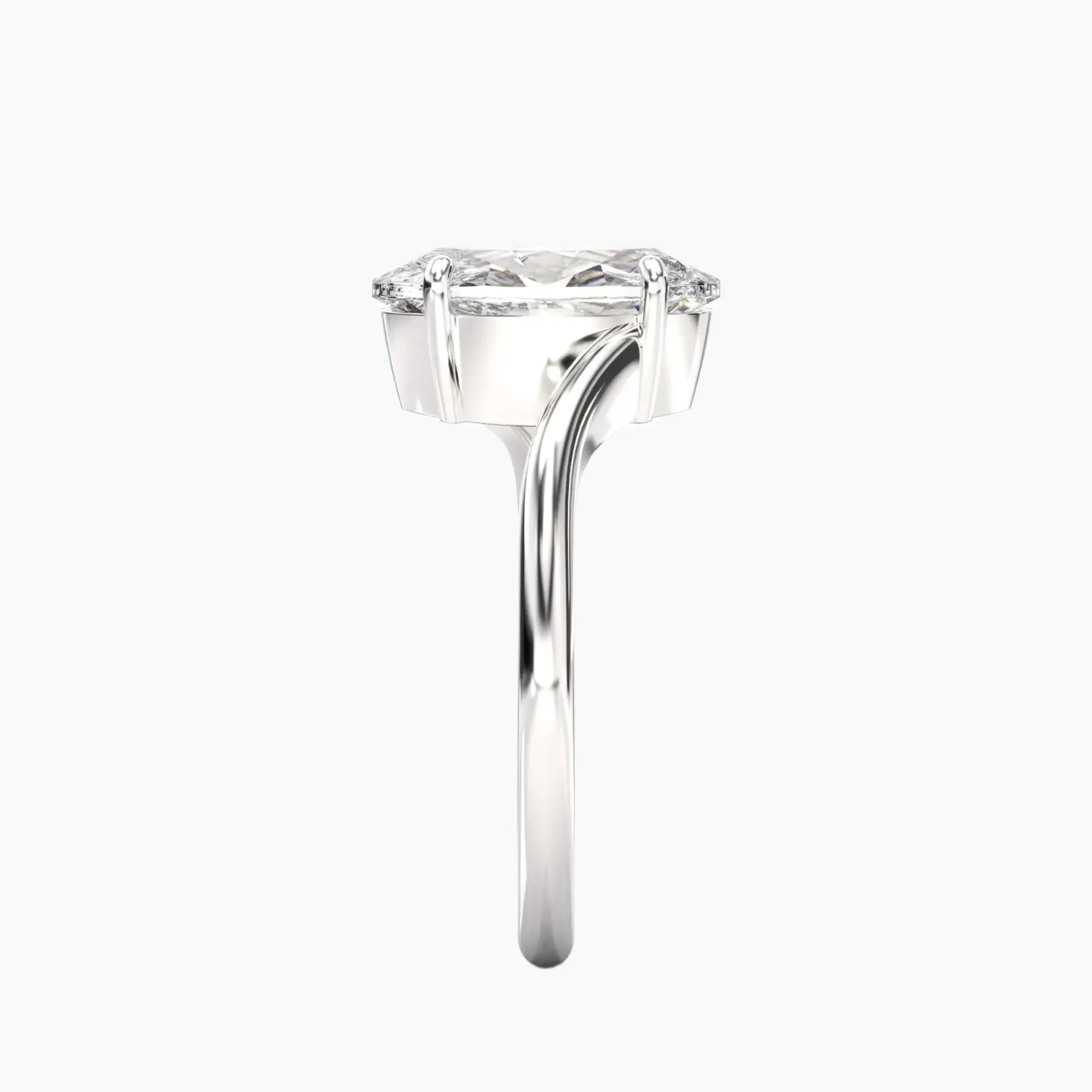 Whisper Oval Unique 1.5 Carat Lab Grown Diamond Engagement Ring in 18K White Gold