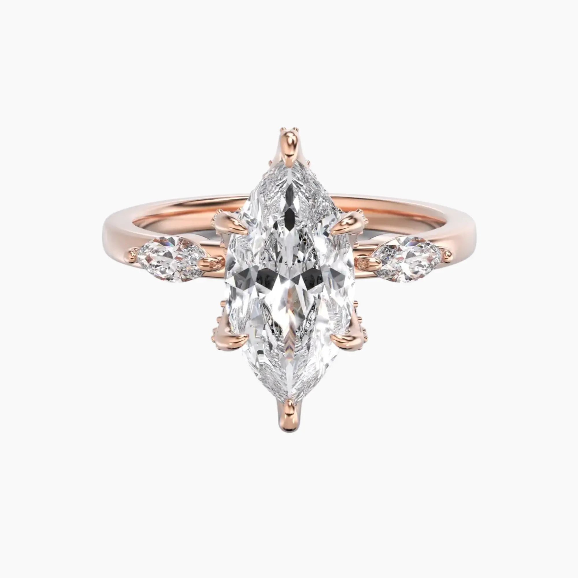 Auracle Marquise Hidden Halo 2.5 Carat Lab Grown Diamond Engagement Ring in 14K Yellow Gold
