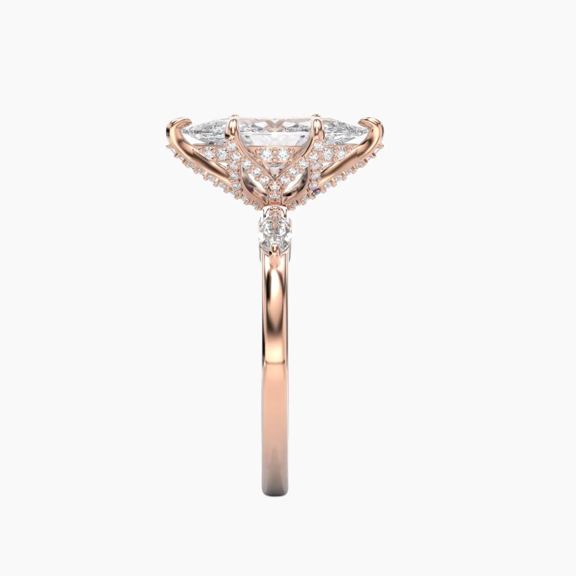 Auracle Marquise Hidden Halo 3 Carat Lab Grown Diamond Engagement Ring in 14K Rose Gold