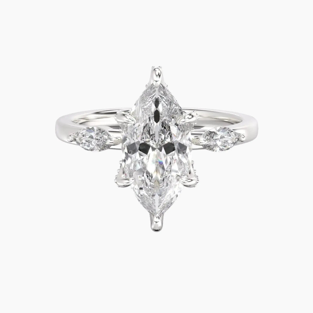 Auracle Marquise Hidden Halo 3 Carat Lab Grown Diamond Engagement Ring in 18K Yellow Gold