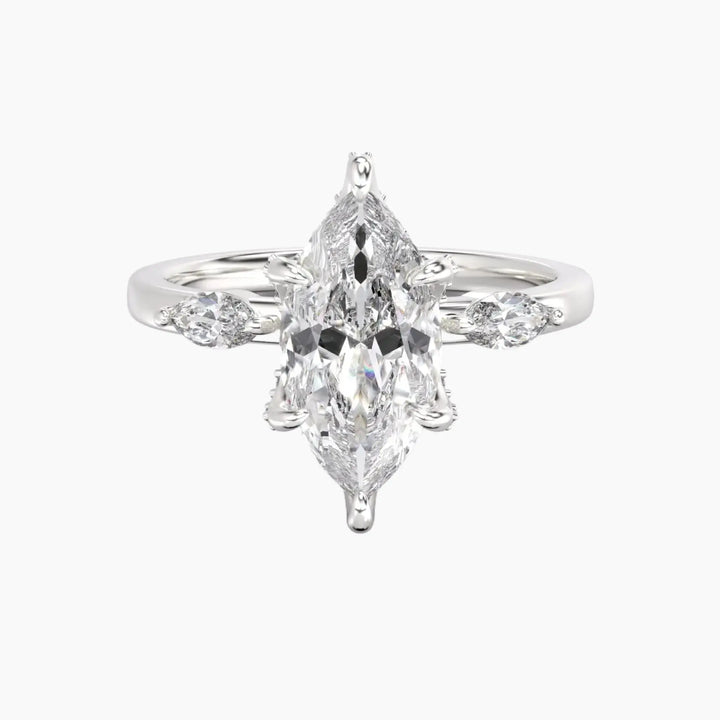 Auracle Marquise Hidden Halo 1 Carat Lab Grown Diamond Engagement Ring in 14K White Gold